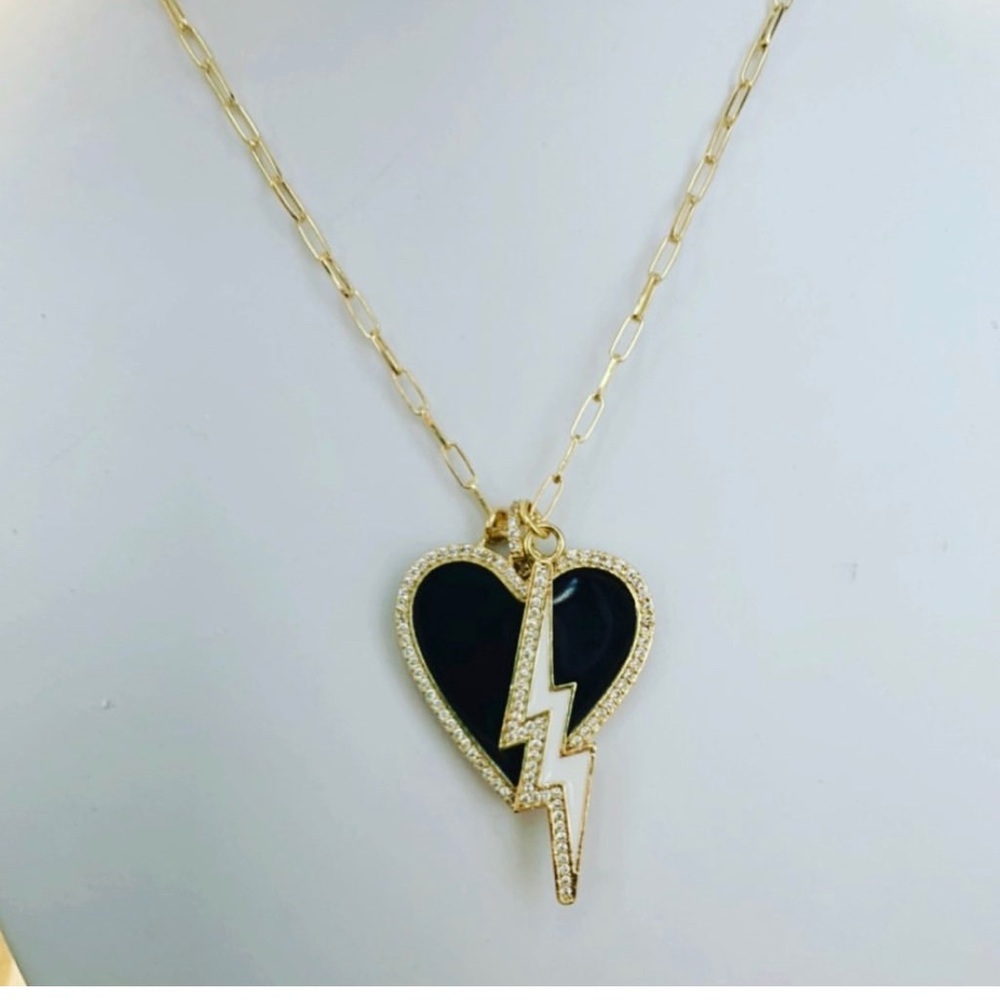 Gold paper clip necklace & charms!